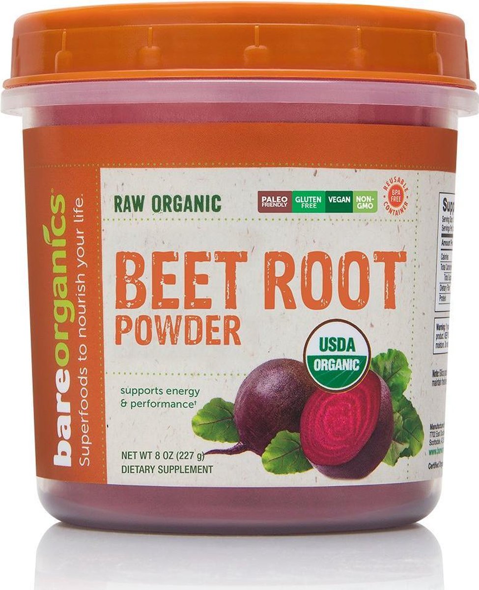 BareOrganics - Beet Root Powder (Bietenwortel poeder) - Superfoods - 227 gram - 2 maanden voorraad