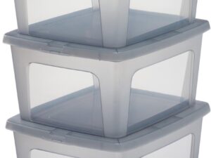 Iris Ohyama Modular Clearbox Opbergbox - 18L - Kunststof - Grijs - Set van 3