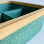 Opbergmand | Kastorganizer | Opberger | Bamboe frame | 30x30x9cm | Green