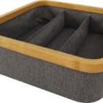 Opbergmand | Kastorganizer | Opberger | Bamboe frame | 30x30x9cm | Grijs | 3vaks