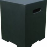 Elementi - Kleine gasfles cover betonlook vierkant zwart - Haard accessoires - Beton - Zwart