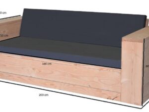 Wood4you - Loungebank Washington Douglas 200Lx70Hx80D cm - incl kussens