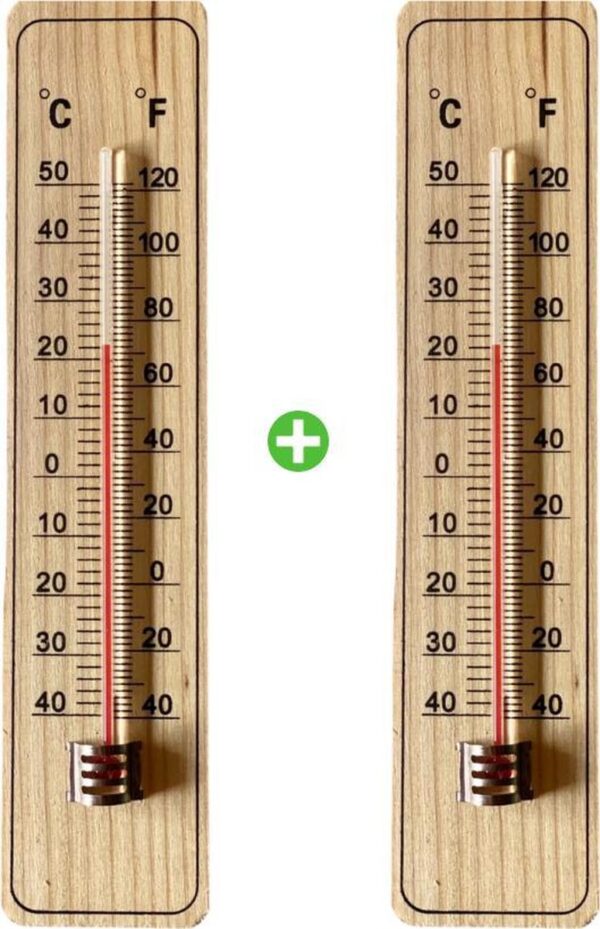 2x Buitenthermometer - Thermometer voor buiten - Tuin - Hout - 2 stuks