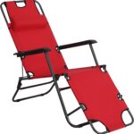 Ligstoel - Ligbed - Zonnebed - Ligbedden tuinmeubelen - Ligbed tuin - Ligbedden - Rood - 135 x 60 x 89 cm
