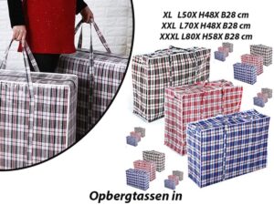 6-Stuks XL Opbergtassen in Verschillende Kleuren met Rits