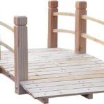 Outsunny Tuinbrug houten brug houten voetbrug vijverbrug sierbrug met leuning tot 180 kg 844-100