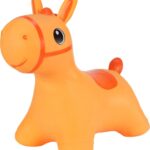 Hoppimals Rubberen Springdier Oranje Paardje + pomp - een enorm en uniek springplezier