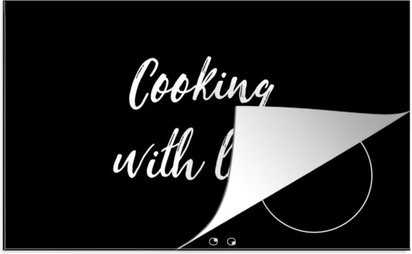 Inductie beschermer - Inductie Mat - Kookplaat beschermer - Quotes - Koken - Liefde - Cooking with love - Spreuken - 91.2x52 cm - Afdekplaat inductie - Inductiebeschermer