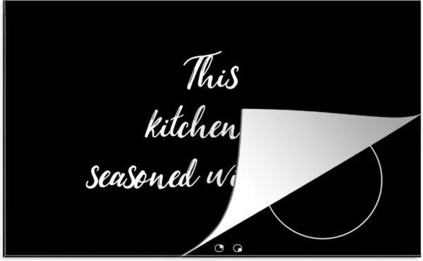 Inductie beschermer - Inductie Mat - Kookplaat beschermer - Spreuken - Koken - Liefde - Quotes - This kitchen is seasoned with love - 80.2x52.2 cm - Afdekplaat inductie - Inductiebeschermer