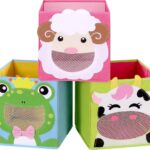 Nancy's Caldwell Opbergdozen - Set Van 3 - Speelgoed Organizer - Vouwboxen - Kubussen - Dierenmotieven - Groen - Roze - Blauw - 27 x 27 x 27 cm