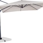 VONROC Premium Zweefparasol Pisogne 300x300m - Duurzame parasol - 360 ° Draaibaar - Kantelbaar - UV werend doek - Beige - Incl. beschermhoes
