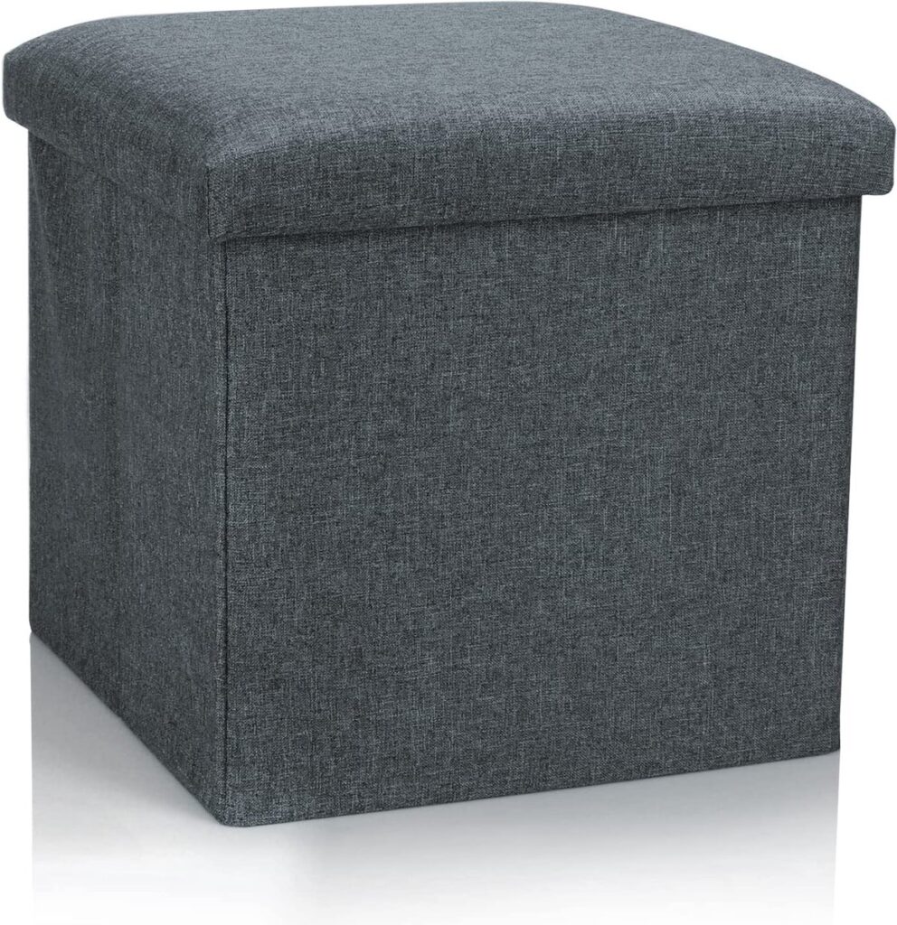 Love It Store Kruk Met Opbergruimte Beklede Kist Van Hoogwaardig Stof Comfortabel En Extra Stabiel Grijs Eenhoorn 35x35x35 Cm 753087379