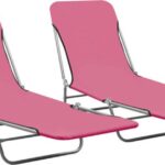 vidaXL Ligbedden inklapbaar 2 st staal en stof roze