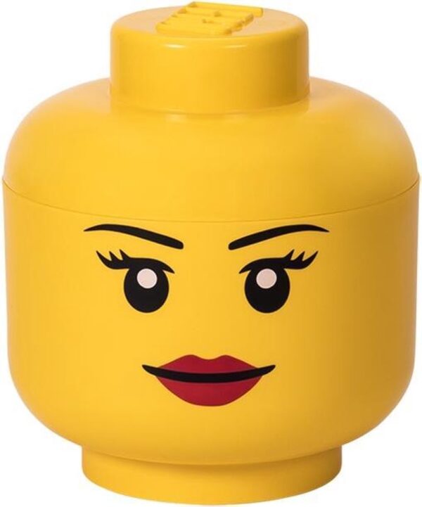 LEGO Hoofd Opbergbox Girl - Groot - Geel - 8.5L - 24 x 24 x 27cm - Kunststof