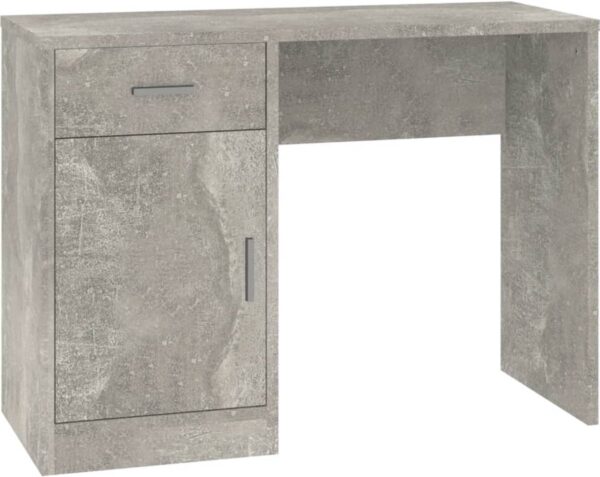 Maison Exclusive - Bureau met kast en lade 100x40x73 cm bewerkt hout betongrijs