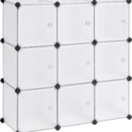 Rekkensysteem - 9 kubussen - Plastic garderobe - Met deuren - Schoenenrek - Opslag voor kleding, schoenen, etc - Wit