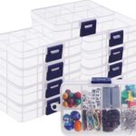 Belle Vous Doorzichtige Plastic Kralen Opbergdoos met Verstelbare Verdelers (10 Stuks) - 10,5 x 6,5 cm - 8 Compartimentroosters voor Kleine Doe-het-zelf Kunst & Knutsel-Accessoires en Sieraden
