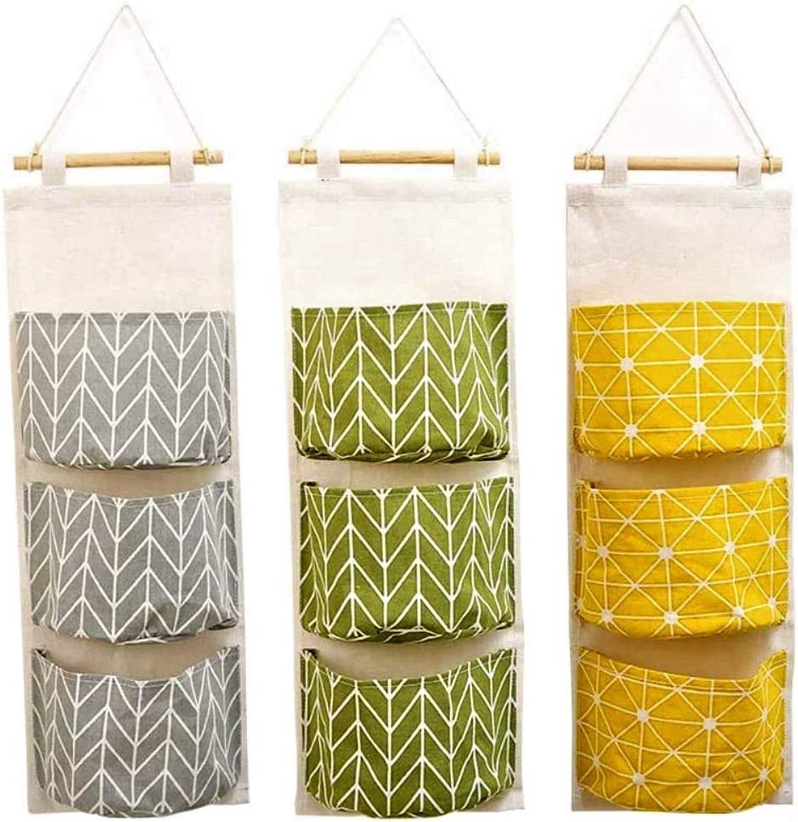 KAHEIGN 3-delige hangende opbergtas, 60 x 20 cm opvouwbare linnen stof waterdichte muurophangorganizer met 3 zakken voor kinderkamer badkamer slaapkamer KAHEIGN 3-delige hangende opbergtas, 60 x 20 cm opvouwbare linnen stof waterdichte muurophangorganizer met 3 zakken voor kinderkamer badkamer slaapkamer