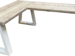 Wood4you - Hoekbureau - Memphis steigerhout 180/160Lx60Dx75H Wit