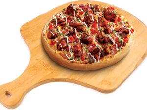 Bamboe pizzaschep, pizzasnijplank met groot oppervlak en antislip houten handvat, gebruikt voor familiebijeenkomsten, cadeaus voor chef-koks en fijnproevers