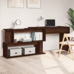 Furniture Limited - Hoekbureau 200x50x76 cm bewerkt hout bruineikenkleurig