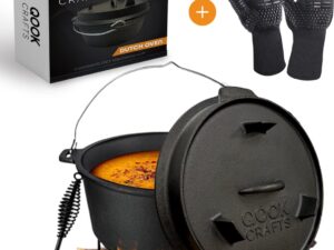 QC Dutch Oven - Inclusief Oven Handschoenen - Gietijzeren Pan - 5 Liter - Ingebrand - Outdoor Cooking
