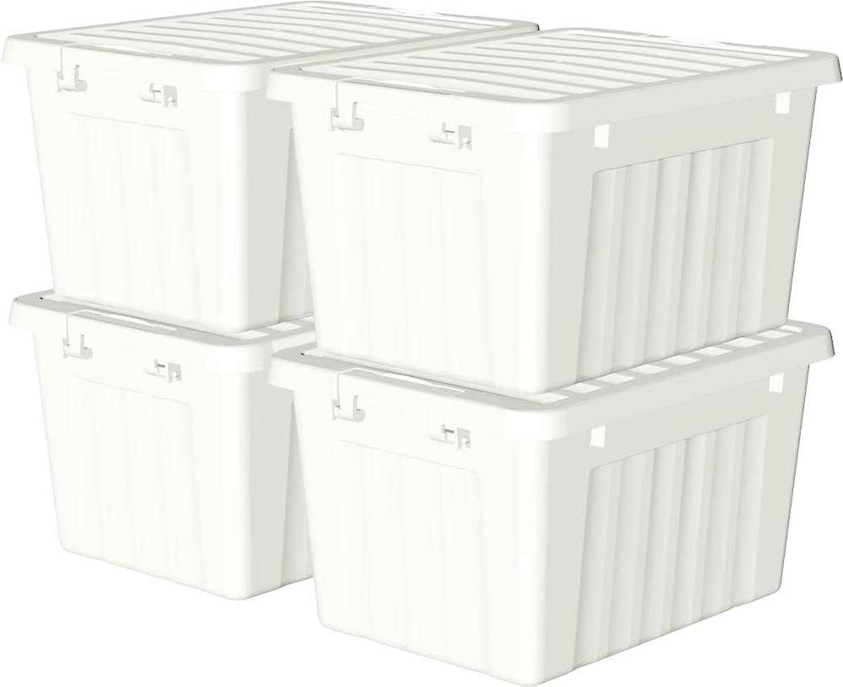15L,pak van 4, opbergdoos met deksel,opbergdozen,met clips,stapelbaar,woonkamer,slaapkamer.voedselveilig,sluitclips,nieuwe plastic doos wit 15L,pak van 4, opbergdoos met deksel,opbergdozen,met clips,stapelbaar,woonkamer,slaapkamer.voedselveilig,sluitclips,nieuwe plastic doos wit