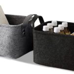 2 stuks vilten manden, grijze vilten opbergdoos, stoffen opbergmanden, opvouwbaar, met twee zachte handgrepen, voor kleding, handdoeken, toiletartikelen, babyartikelen, boeken enz. (zwart en grijs)
