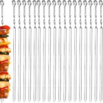 20 stuks grillspits, 38 cm plaat verplaatste grillspits, vaatwasmachinebestendig, roestvrij staal voor grillfeesten in de open lucht en in de tuin, kampvuur of barbecueschaal