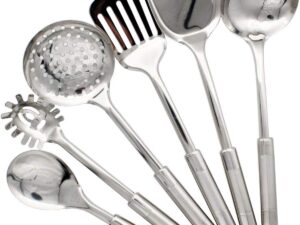 6 stuks kookbestek roestvrij staal kookset, kooklepel set serverlepel roestvrij staal keukenspatel, keukenspatel, sleuflepel, keukenhulpset