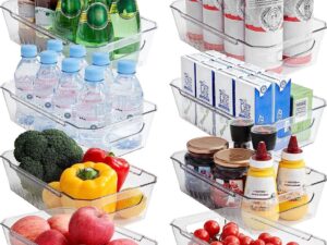 8-delige koelkast-organizerset, koelbox, doorzichtige opbergbox, opbergbox, dozen voor keuken, vriezer, voorraadkast, werkblad,