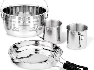 9-delige set voor keuken en campingpotten van hoogwaardig roestvrij staal, robuust en compact, popotte, trekking, outdoor, wandelen
