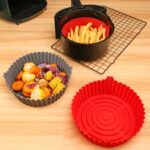 Airfryer siliconen bakje - Airfyer Accessoires - Heteluchtfriteuse Accessoires - Airfryer siliconen mandje - Herbruikbaar airfryer bakje - Bakvorm - Geschikt voor Airfryer XL en XXL - 21 cm - Grijs
