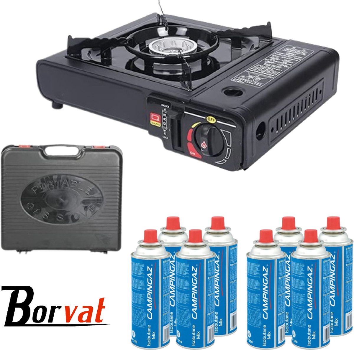 CHSEEO Camping Fornuis, 6900W draagbare winddicht gas campingkooktoestel met gas 3 pit en piëzo-ontsteking voor BBQ, wandelen, picknick, camping, backpacken, trekkin