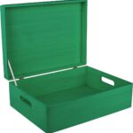 Creative Deco XL Houten Opbergkist Groen - 40x30x14cm - Met Deksel, Handvat