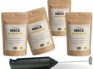 Cupplement | 4 Zakken Maca Poeder 100 Gram | Biologisch | Gratis Verzending & Opschuimer | Hoogste Kwaliteit