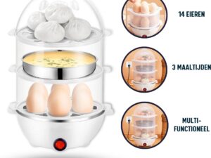 Envigante Eierkoker voor 14 Eieren | Grote capaciteit | Multifunctioneel | Eierkoker electrisch | Stoomkoker