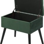 Happyment Zitbank Zizi - Met opbergruimte - Opbergbank Poef - Opbergbox hocker - Zitkist met deskel - Donkergroen - 50x35x45cm