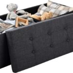 Luxe Opbergbank Fida - Met opbergruimte - Zitbank Poef - Voetenbank - Opbergbox hocker - Zitkist met deskel - Grijs - Stof - 110x37.5x38cm