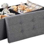 Luxe Opbergbank Juda - Met opbergruimte - Zitbank Poef - Voetenbank - Opbergbox hocker - Zitkist met deskel - Lichgrijs - Stof - 110x37.5x38cm