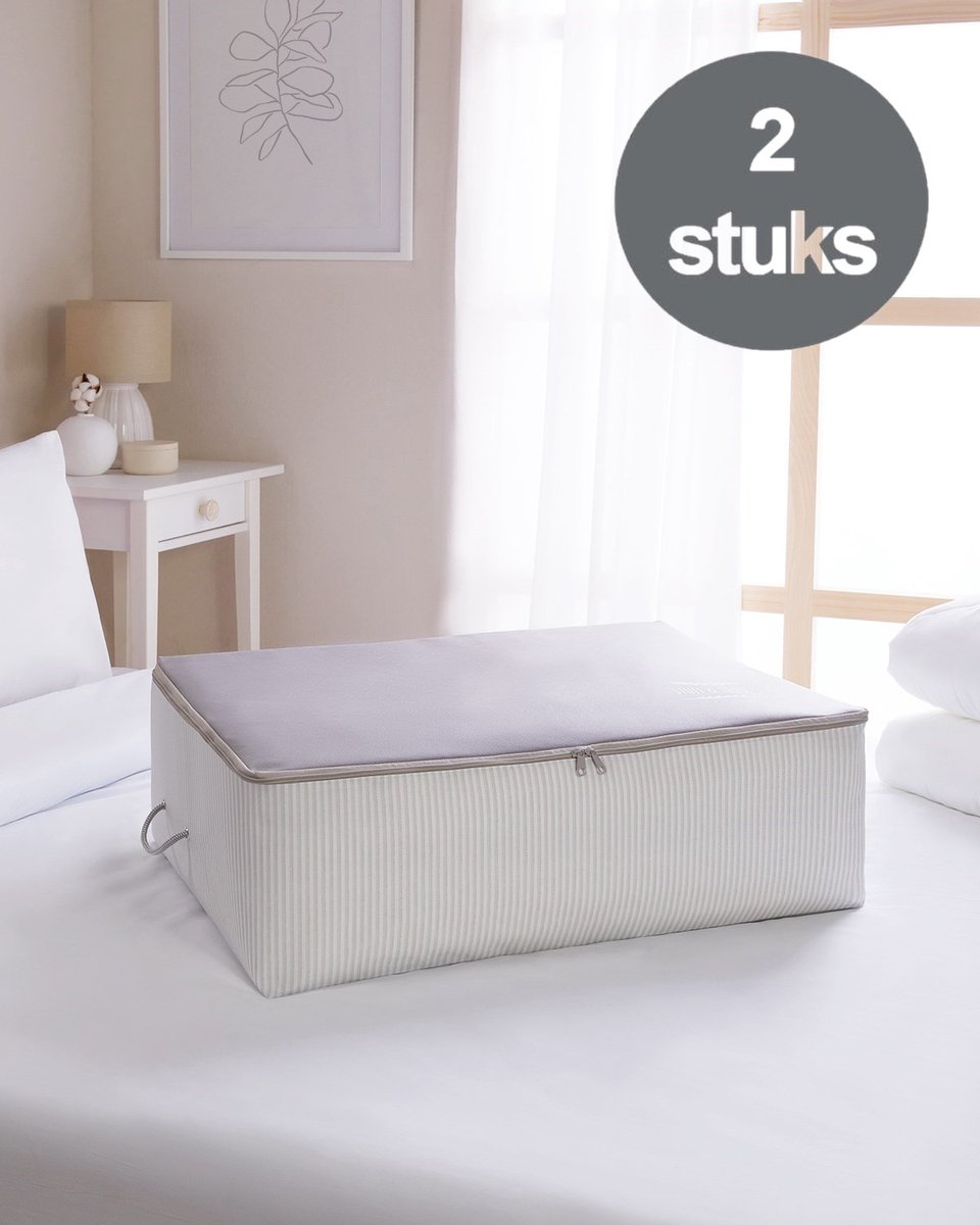 Onderbed Opbergtas voor Kleding en Dekens - 2 stuks - 60L - Opbergtas met Rits - Opbergzak - Kleding Organizer - Grijs Onderbed Opbergtas voor Kleding en Dekens - 2 stuks - 60L - Opbergtas met Rits - Opbergzak - Kleding Organizer - Grijs