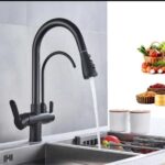 Quality® - 3 in 1 Keukenkraan Zwart Uittrekbaar - Kraan Keuken - Mengkraan Met Uittrekbare Sproeikop