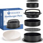 Roegaarden hamburgerpers - Tofu pers - BBQ accessoires - 100x wax papier - zwart
