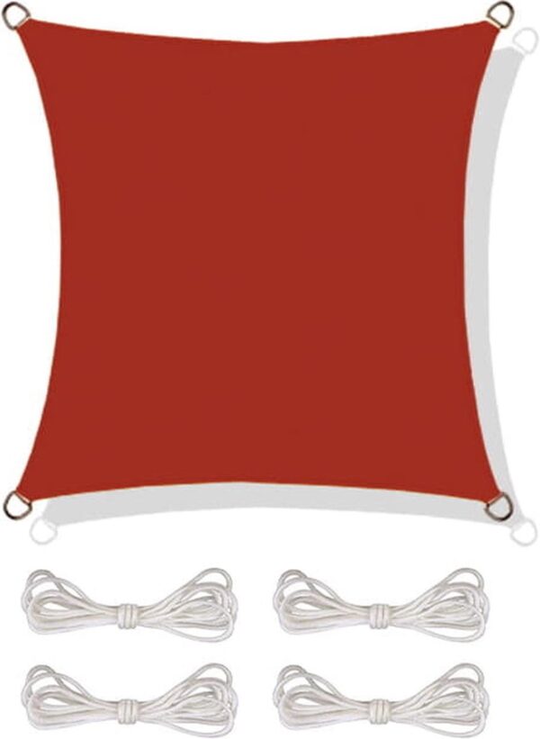 Schaduwdoek vierkant - 3,6x3,6m - waterdicht - rood