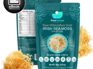 Seamoss 80gr Gold Raw - Wildcrafted Sea Moss, St. Lucia, superfood, duurzaam, veganistisch, biologisch en boordevol natuurlijke vitaminen en mineralen.