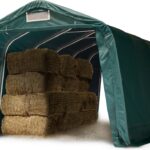 Stabiele weidetent 3,3x7,2 m brandvertragend PVC-zeil 2300N weidetent onderdak, voor betonondergrond, groen