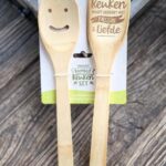 Vrolijke bamboe keukenset / Spatelset met de tekst Keuken / Cadeau / verjaardag / vaderdag / moederdag / liefde / vriendschap
