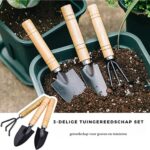 Waledano® 3-Delige Tuingereedschap Set - Geschikt voor tuinieren - planten - Mini Troffel, Harkje en Transplanter - Opgelet Mini Set