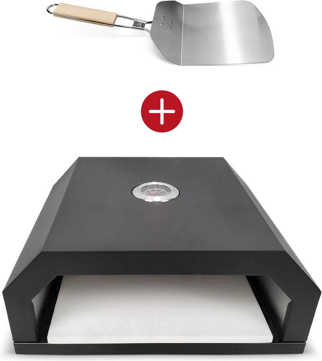YUNICS® Pizza Oven - Pizza Steenoven - Pizza Oven Barbecue - Speciaal Voor Op de Barbecue - Incl. Pizzaschep En Thermometer - Gemaakt Van Staal en Steen YUNICS® Pizza Oven - Pizza Steenoven - Pizza Oven Barbecue - Speciaal Voor Op de Barbecue - Incl. Pizzaschep En Thermometer - Gemaakt Van Staal en Steen