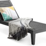 Zonneligstoel, tuinligstoel, weerbestendig, terrasbed, 5 verstelbare rugleuningen, strandligstoel, ligstoel PP voor outdoor, tuin, gazon en terras (zwart)